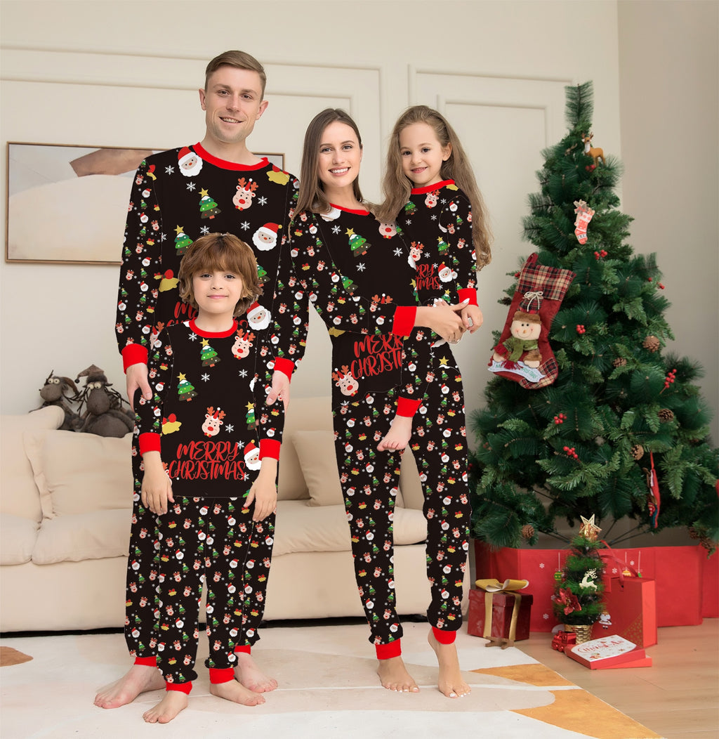 Family Christmas Deer Santa Print Pajama Sets +Dog